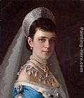 Portrait of Empress Maria Fyodorovna in a Head-Dress Decorated with Pearls by Ivan Nikolaevich Kramskoy